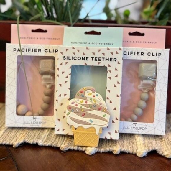 Loulou Lollipop Gift Set - Silicone Teether + Two Silicone Clips Choc Ice Cream - Picture 1 of 1